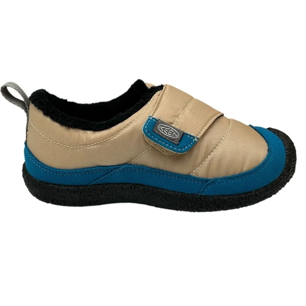 KEEN Howser Little Boys Faux Fur Lined Slippers Size 11 Blue-Beige Warm‎ Shoes